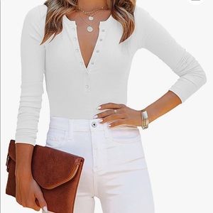 White Henley Bodysuit